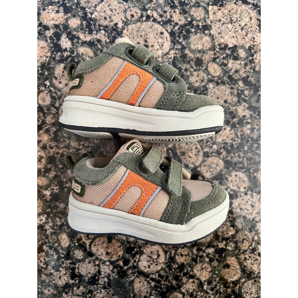 The Childrens Place Toddler Sneakers Olive Green Orange Straps Established 89